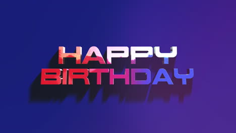 tarjeta de cumpleaños llamativa con feliz cumpleaños en letras estilizadas sobre fondo azul