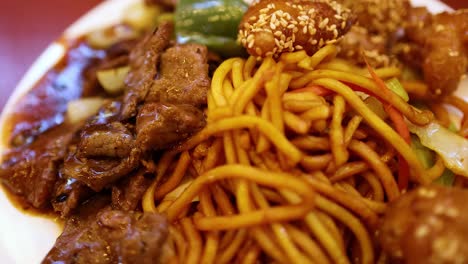 delicious stir-fried noodles with meat and vegetables