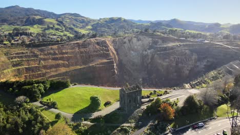 beautiful aerial view of the historic richest gold mine in new zealand