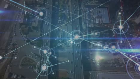 animazione della rete di connessioni sul paesaggio urbano