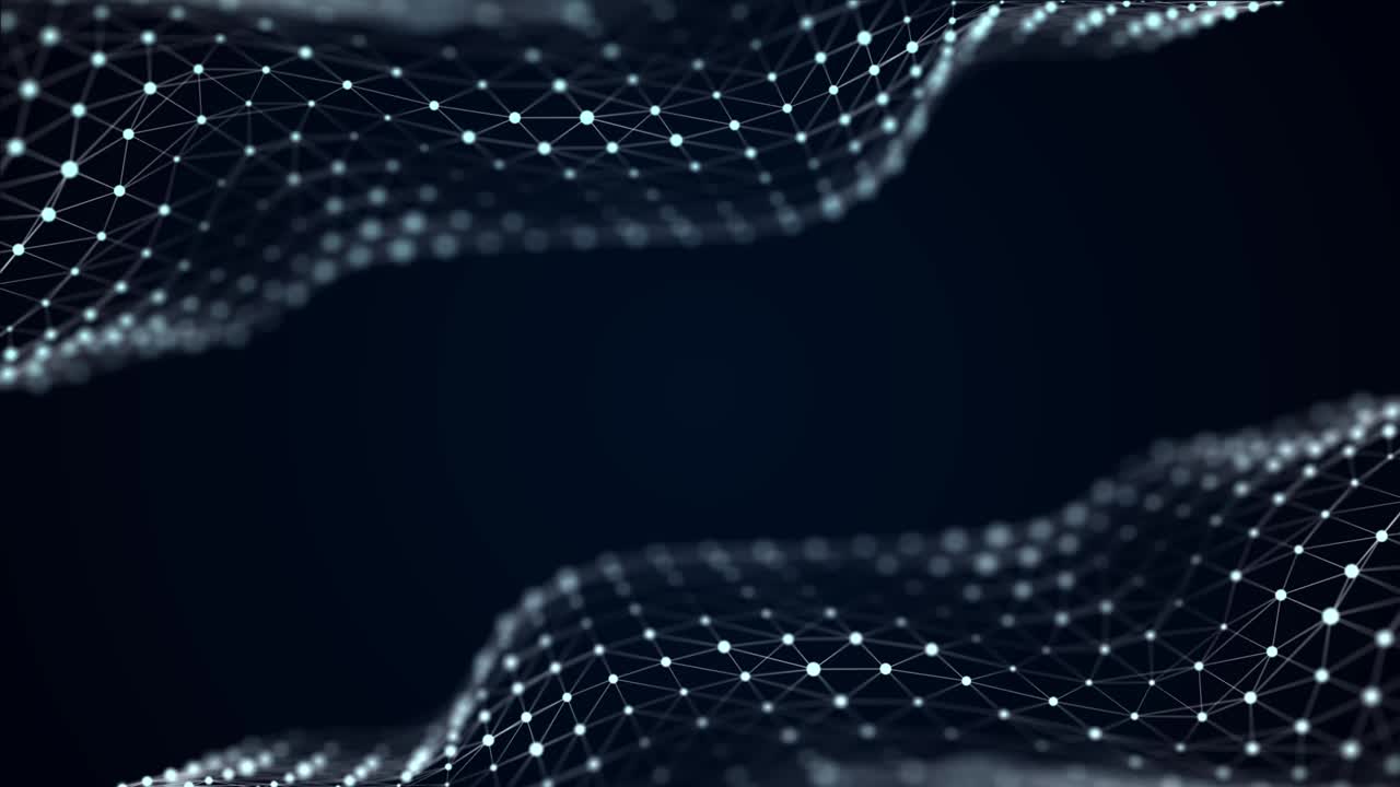 Network connection structure. Data transfer. Abstract background with interweaving of dots and lines. 3D Seamless loop.