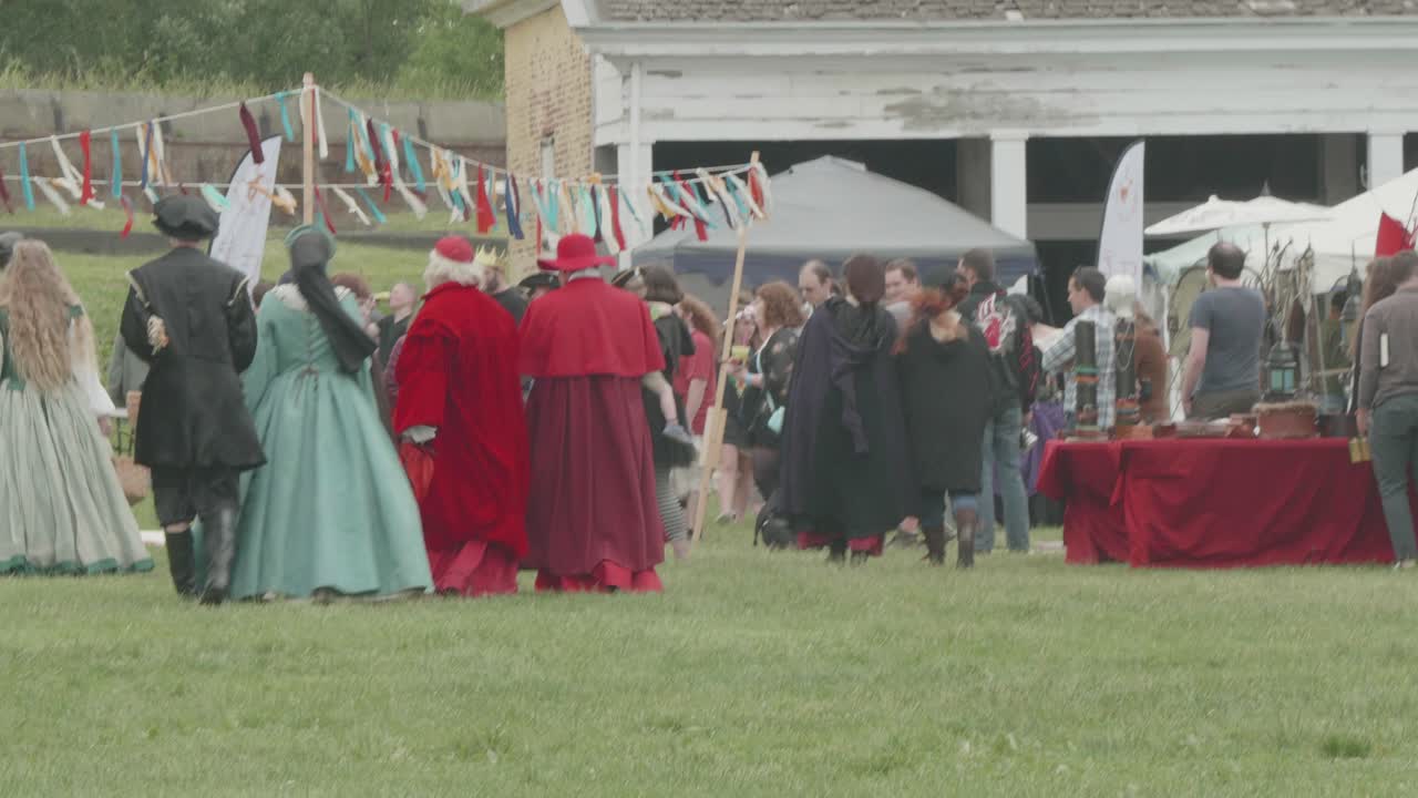 Merchandise vendors at a renaissance fair, with Spanish Inquisition costumes, Philadelphia Renaissance Fair, Fort Mifflin, Pennsylvania