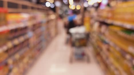 blurred view of a grocery store