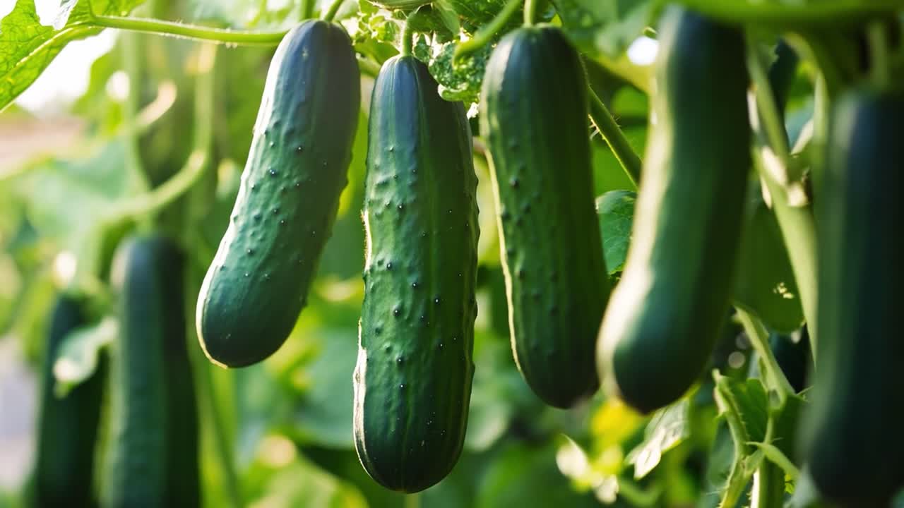 Cucumbers Growing in Garden