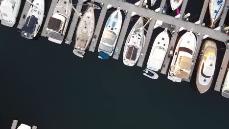 aerial shot of boats docking in harbor