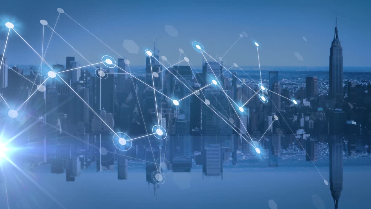 Animation of cityscape and connections