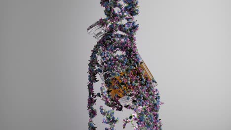 botella de perfume flotante con flores