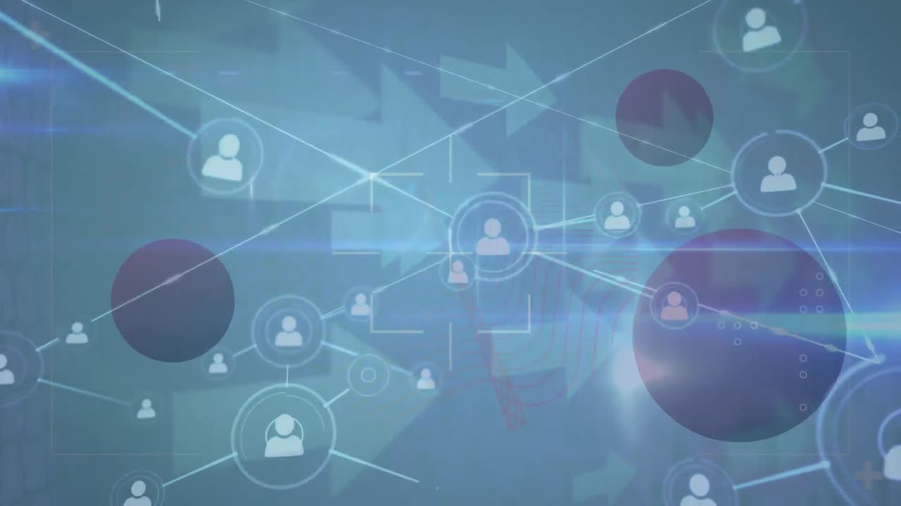 파란색 배경 위의 연결 네트워크의 애니메이션