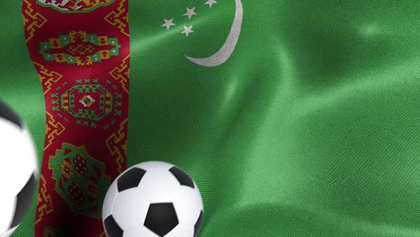 flag of turkmenistan with soccer balls