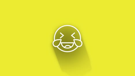 smiling happy emoji symbol while shadow passes all around on yellow background in 4k resolution loop ready file
