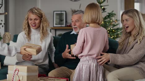 caucasian big family spending christmas together at home.