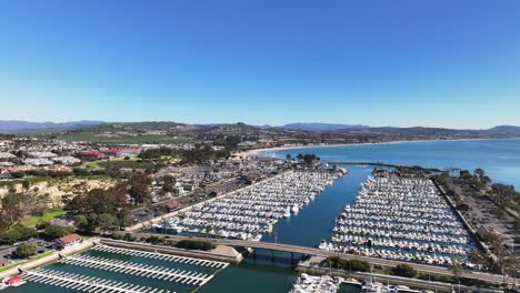 aerial view of dana point harbor during daytime in orange county, california, usa - drone shot