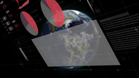 animación del procesamiento de datos con el globo en el fondo