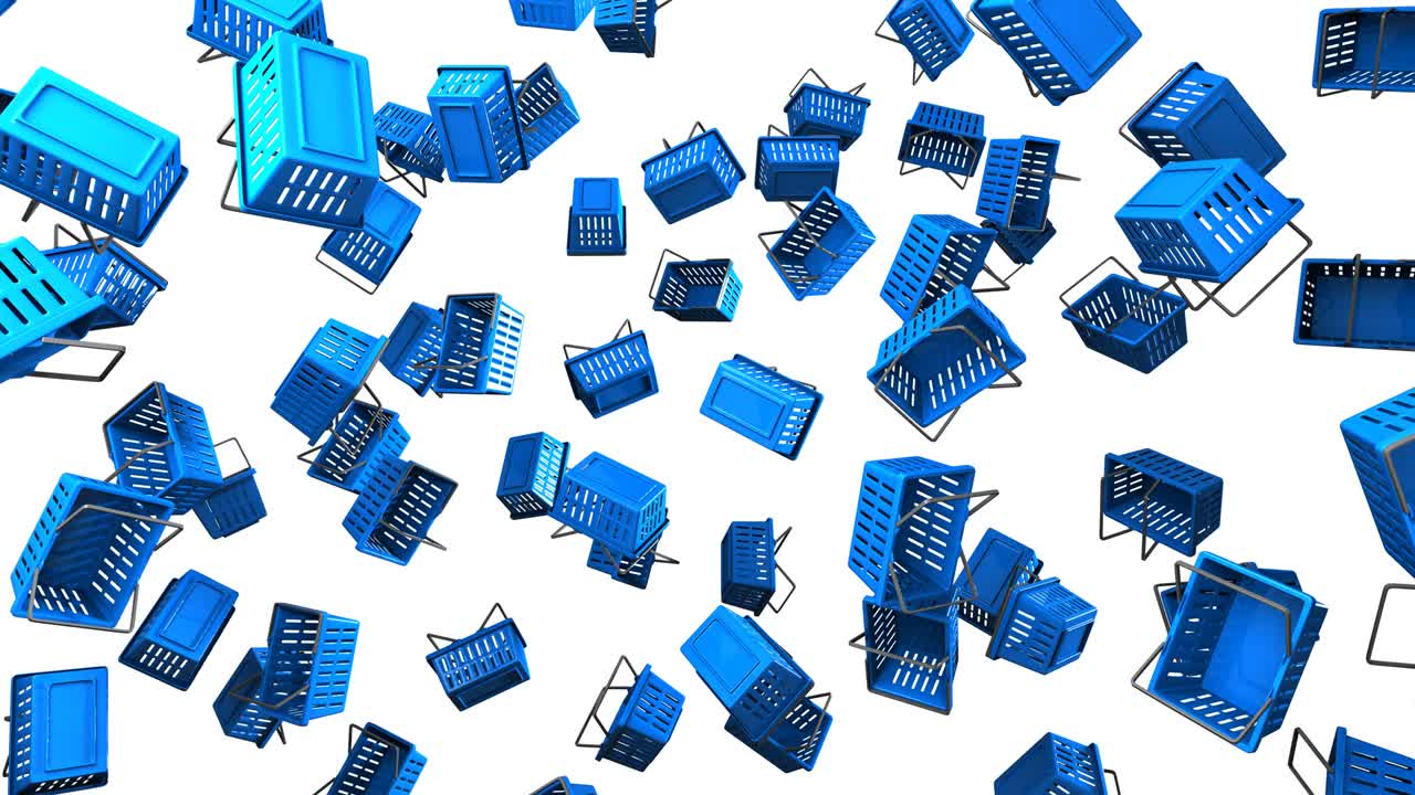Blue Shopping baskets on white background
