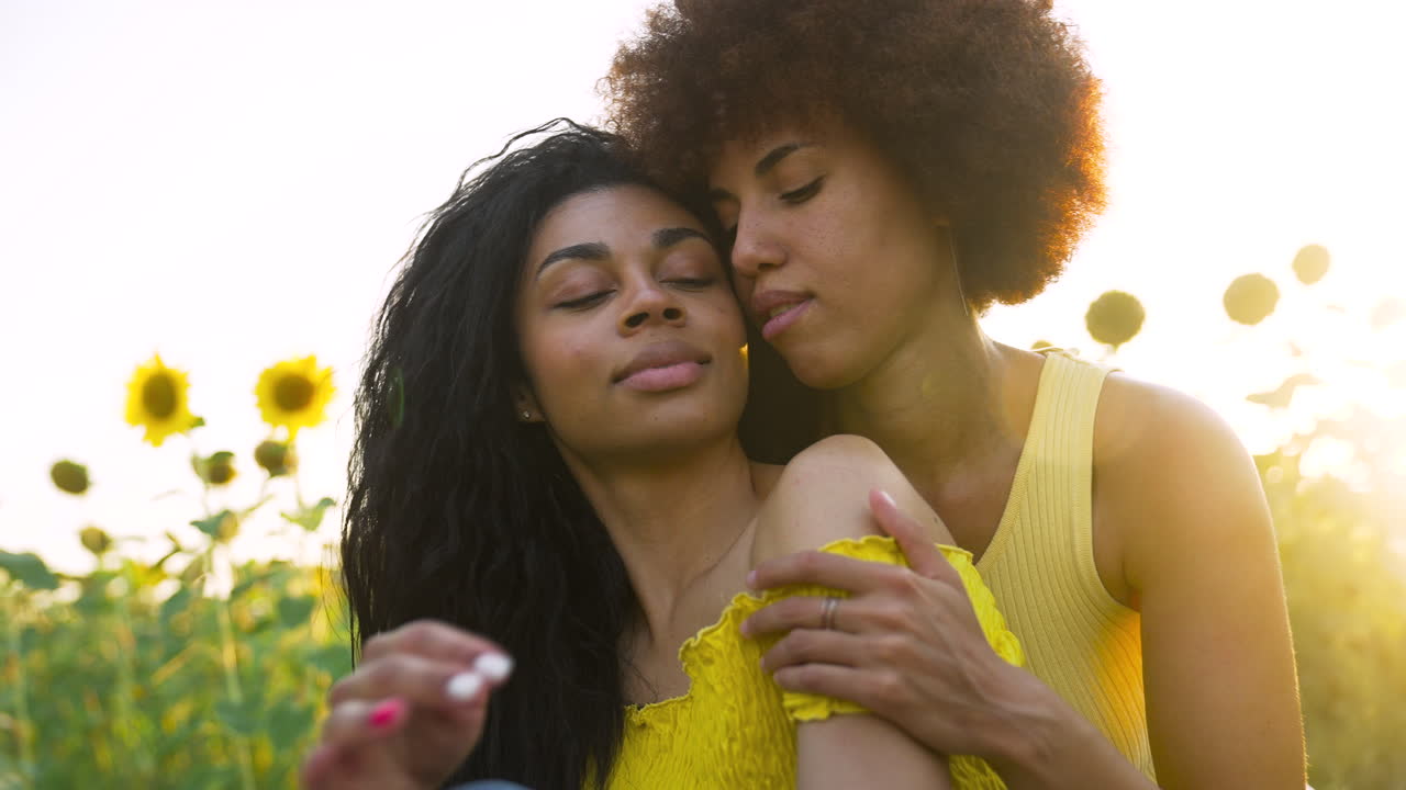 Women in a sunflower field