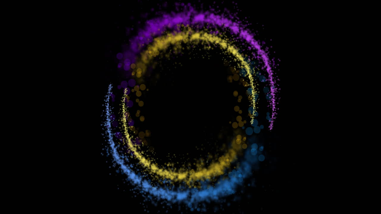 animación de rastros de luz coloridos que forman círculos sobre un fondo negro