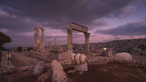 time lapse of amman citadel at sunset in amman capital of jordan