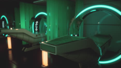 sala de exámenes médicos futurista con luces de neón