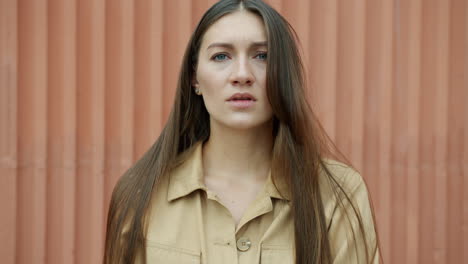 woman with serious expression
