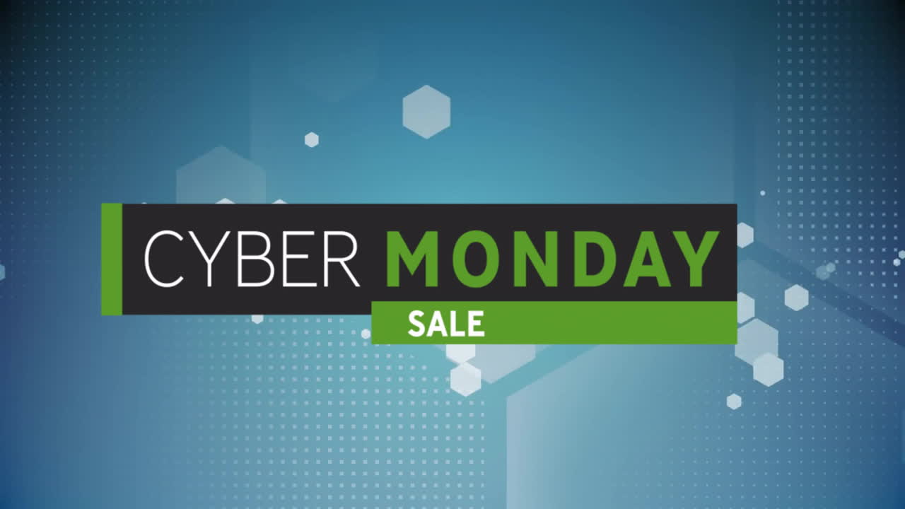 Animation of cyber monday sale text over pattern background