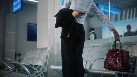 woman waiting at airport