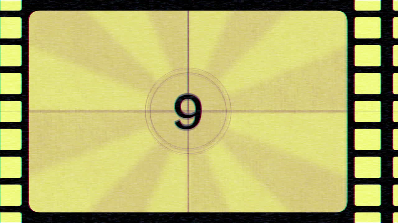 80 90년대 스타일의 모션 노란색 복고풍 영화 카운트다운 추상적 배경