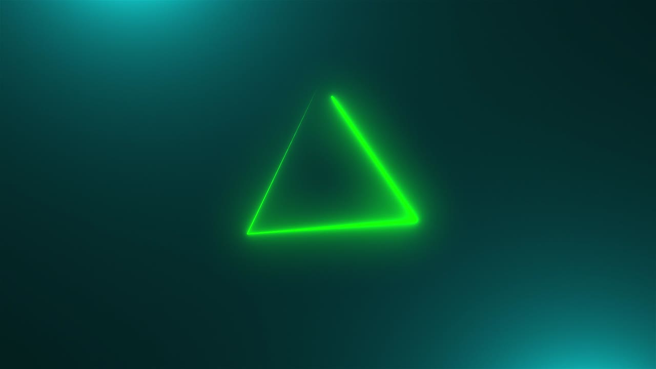 muchos triángulos de neón en el espacio, telón de fondo generado por computadora abstracta, renderizado en 3d