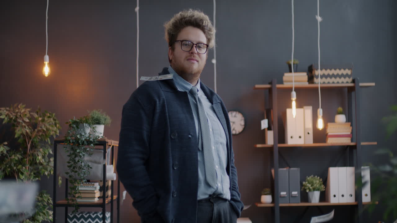 Man Celebrating Success with Money Rain