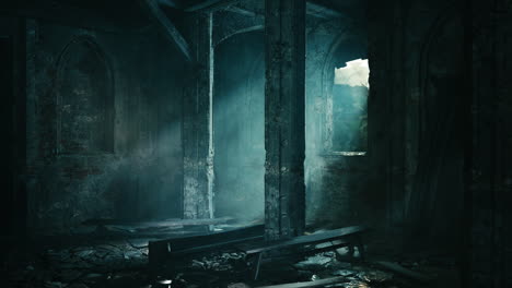 una iglesia oscura y abandonada