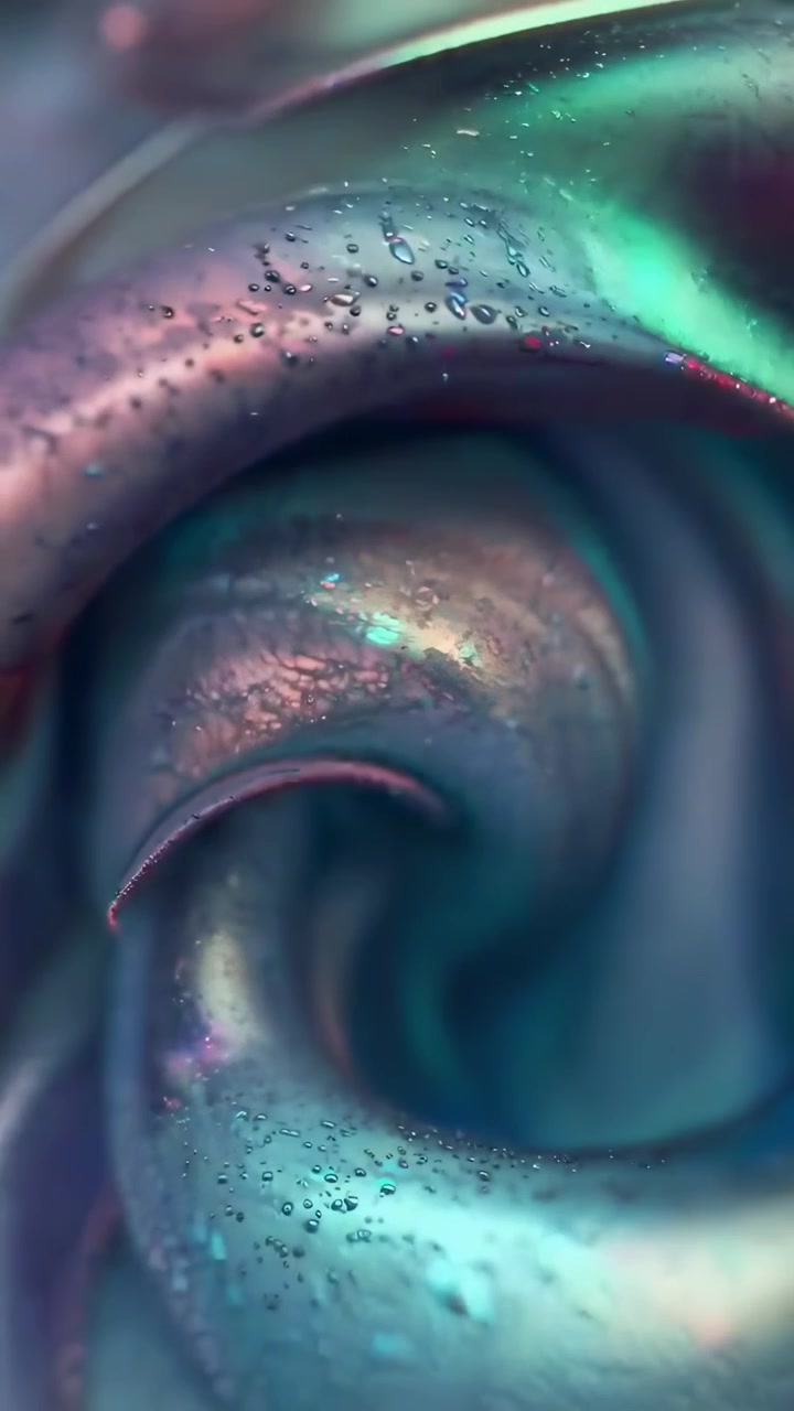 Abstract Motion of Iridescent Liquid Swirls