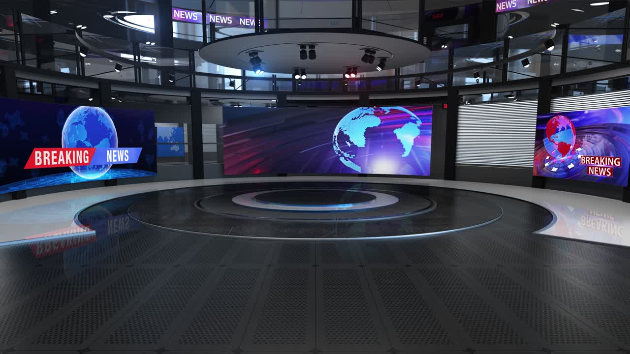 el bucle de fondo del estudio de noticias virtual en 3d