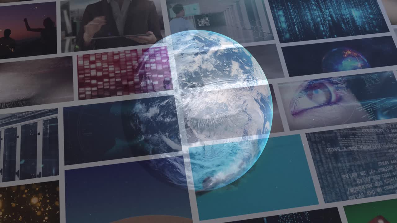 animación del globo sobre diferentes videos