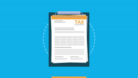 tax day animation with document in clickboard