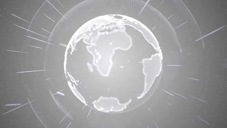 the planet earth hologram rotating node connection 4k loop animation with alpha.