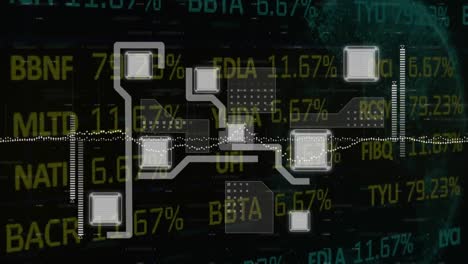 animación de la red de conexiones sobre el procesamiento de datos financieros en todo el mundo