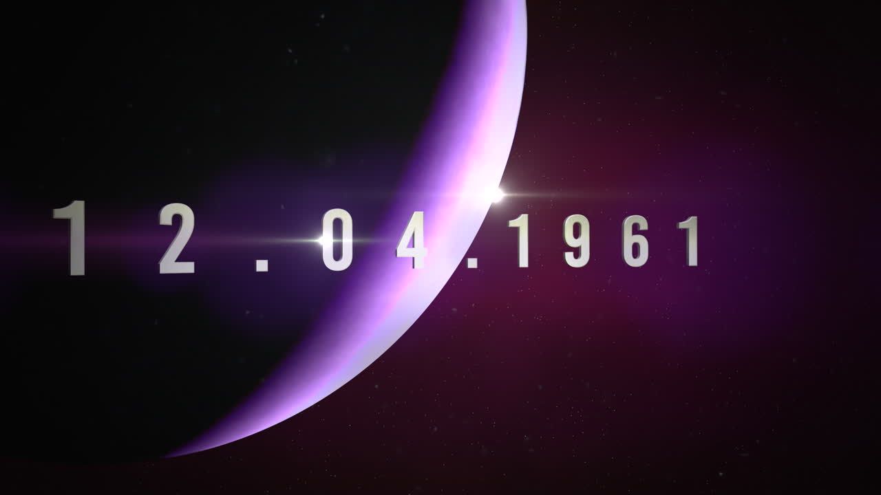 12.04.1961 с пурпурной планетой и вспышкой звезды в галактике