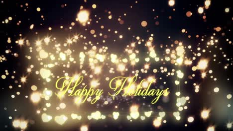 animation of stars falling over happy holidays text