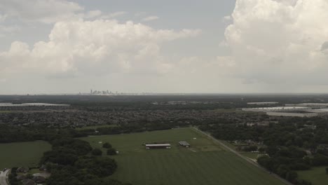 the city in the distance of a rural town