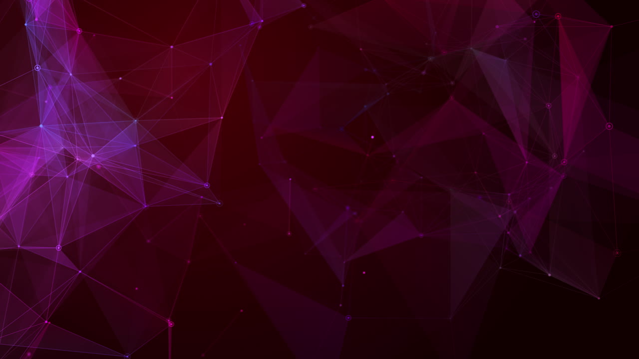 Abstract color background with connected dots and lines. Dark purple background for business presentations. Loop motion graphic.