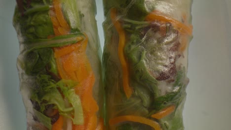 chinese spring rolls spinning from above