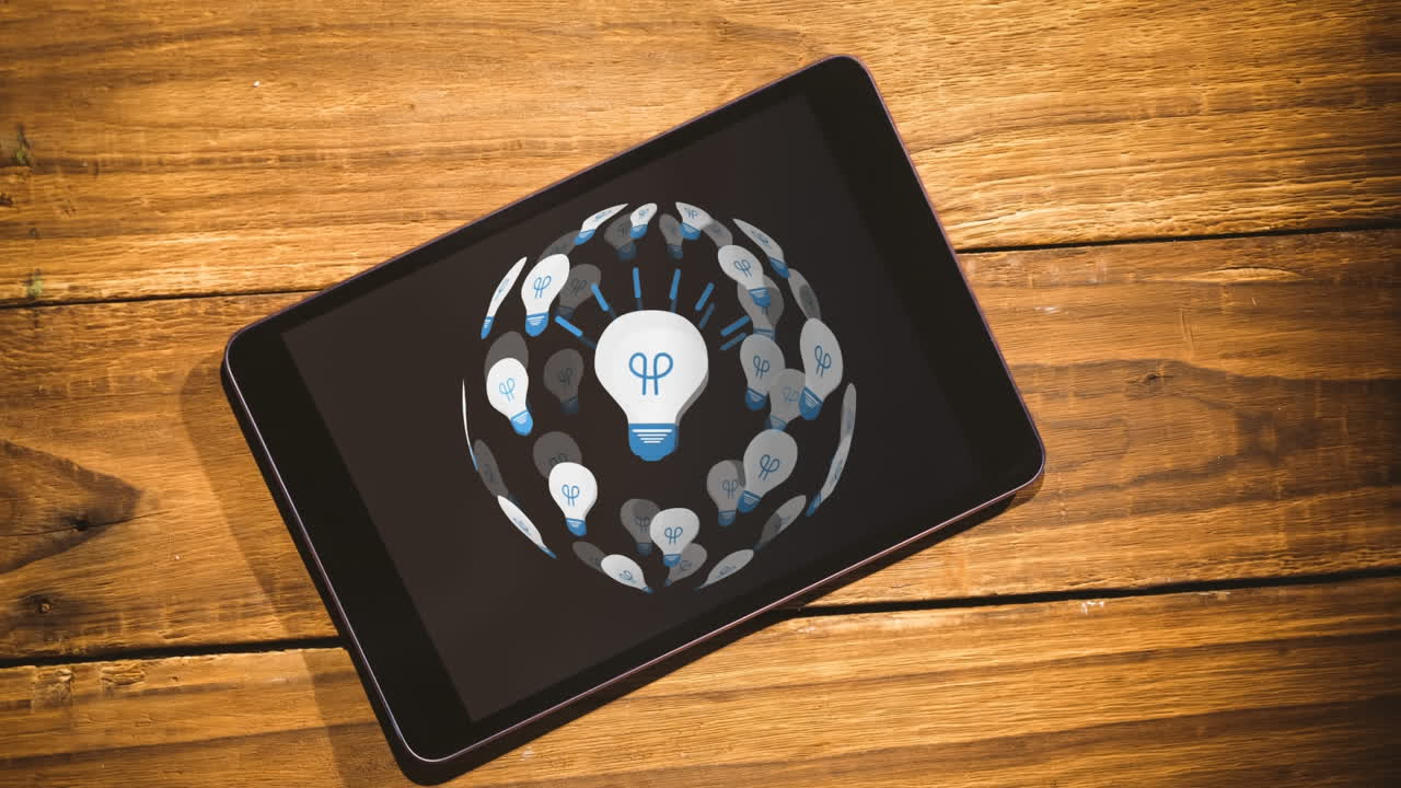 animación de un globo girando en una pantalla táctil