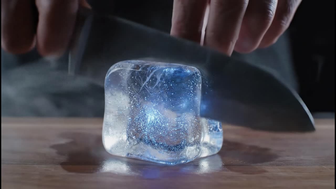 Cutting Ice Cubes with Knife