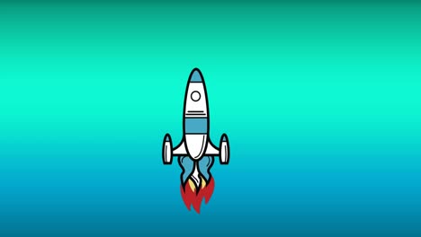 rocket against blue and green background