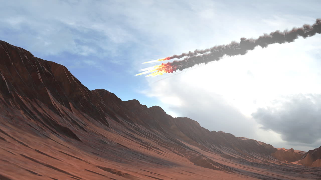 lluvia de meteoros sobre un paisaje desértico