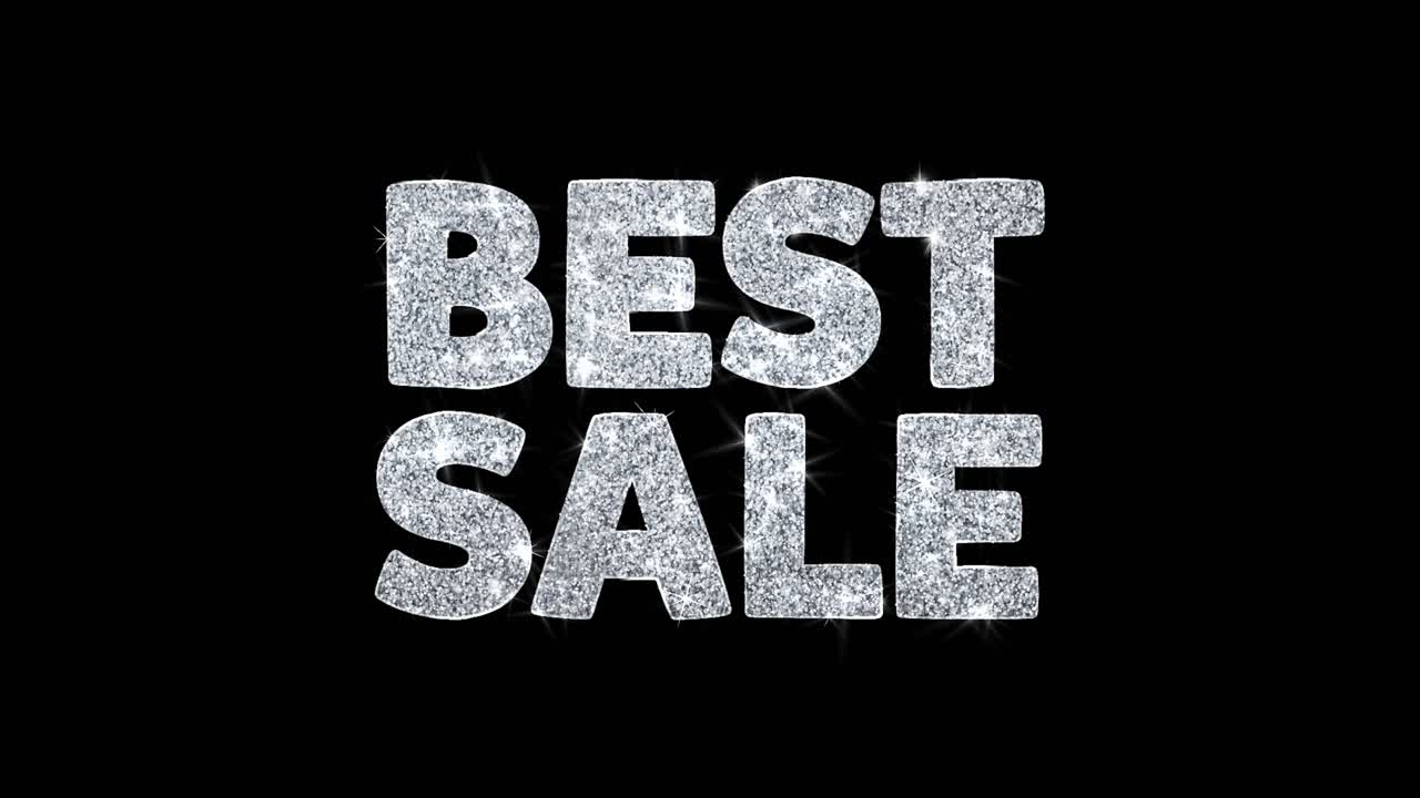Bester Sale, blinkende Schrift, Grußkarte mit abstraktem, blinkendem Glitzer-Hintergrund in Dauerschleife.