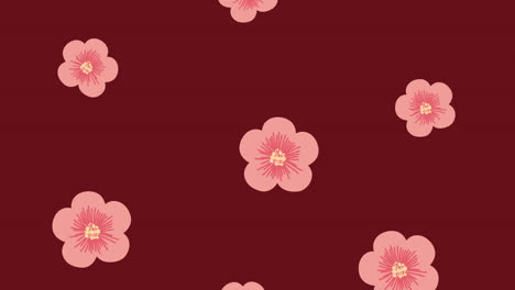 korean culture animation with pink flowers pattern