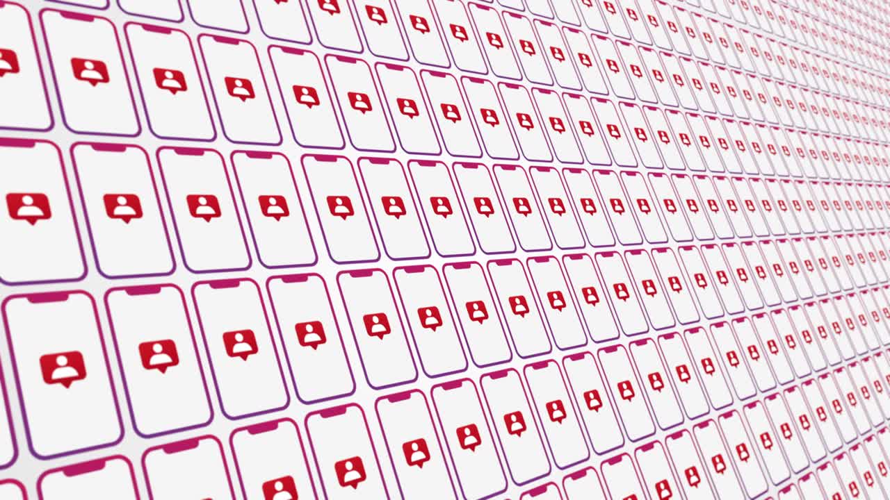 Smartphones pattern followers animated background close up