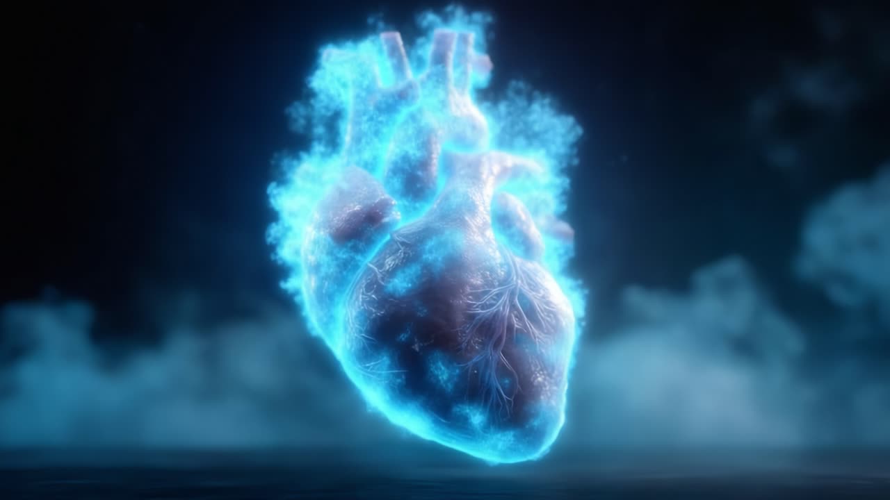 A Majestic Energetic Heart Symbolizing Life and Vitality Radiating Vibrant Energy in a Mystical Atmospheric Background