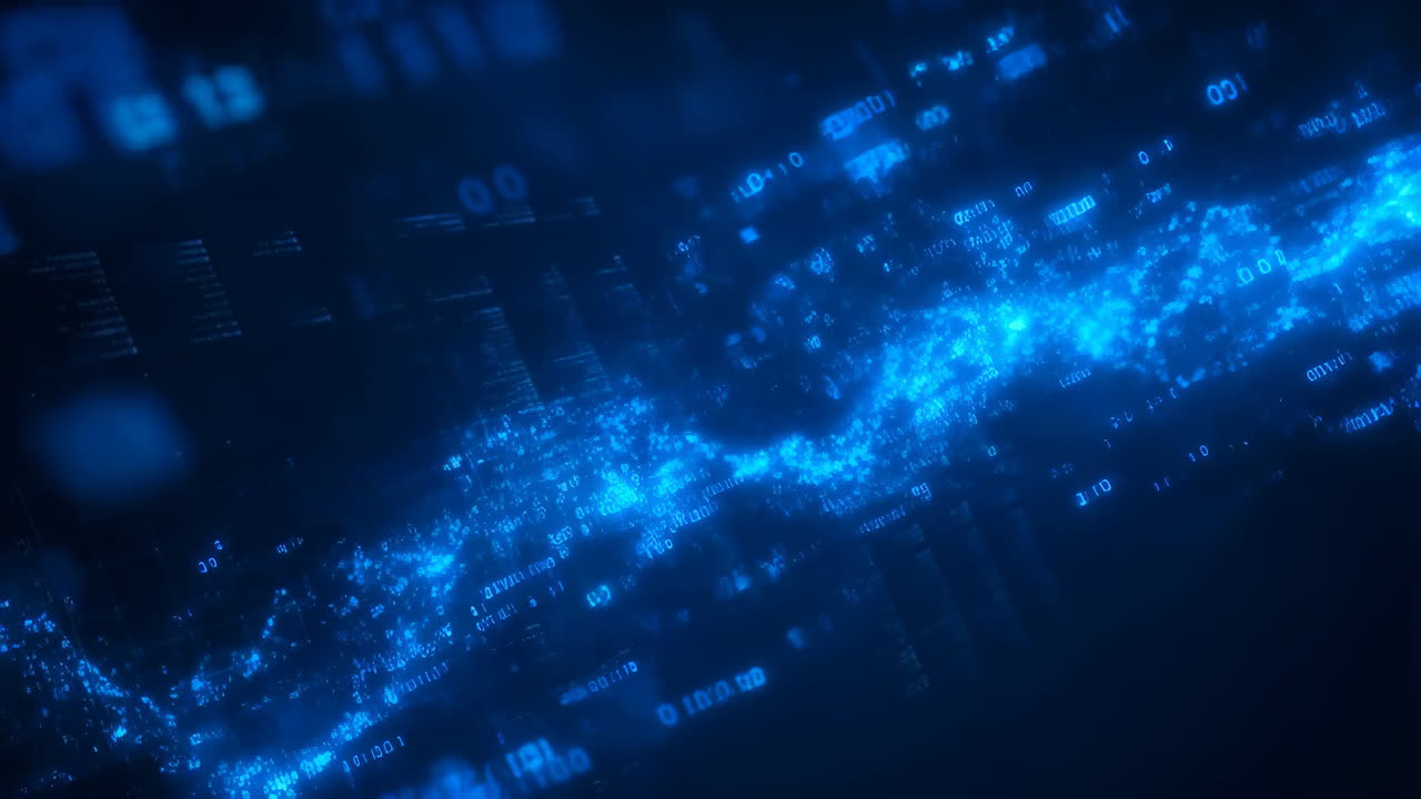 Abstract Digital Data Flow: Blue Cybernetic Network Background