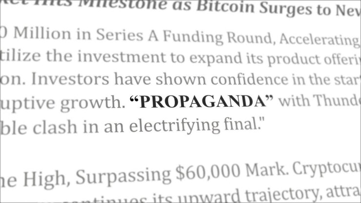 Propaganda news headline in different articles